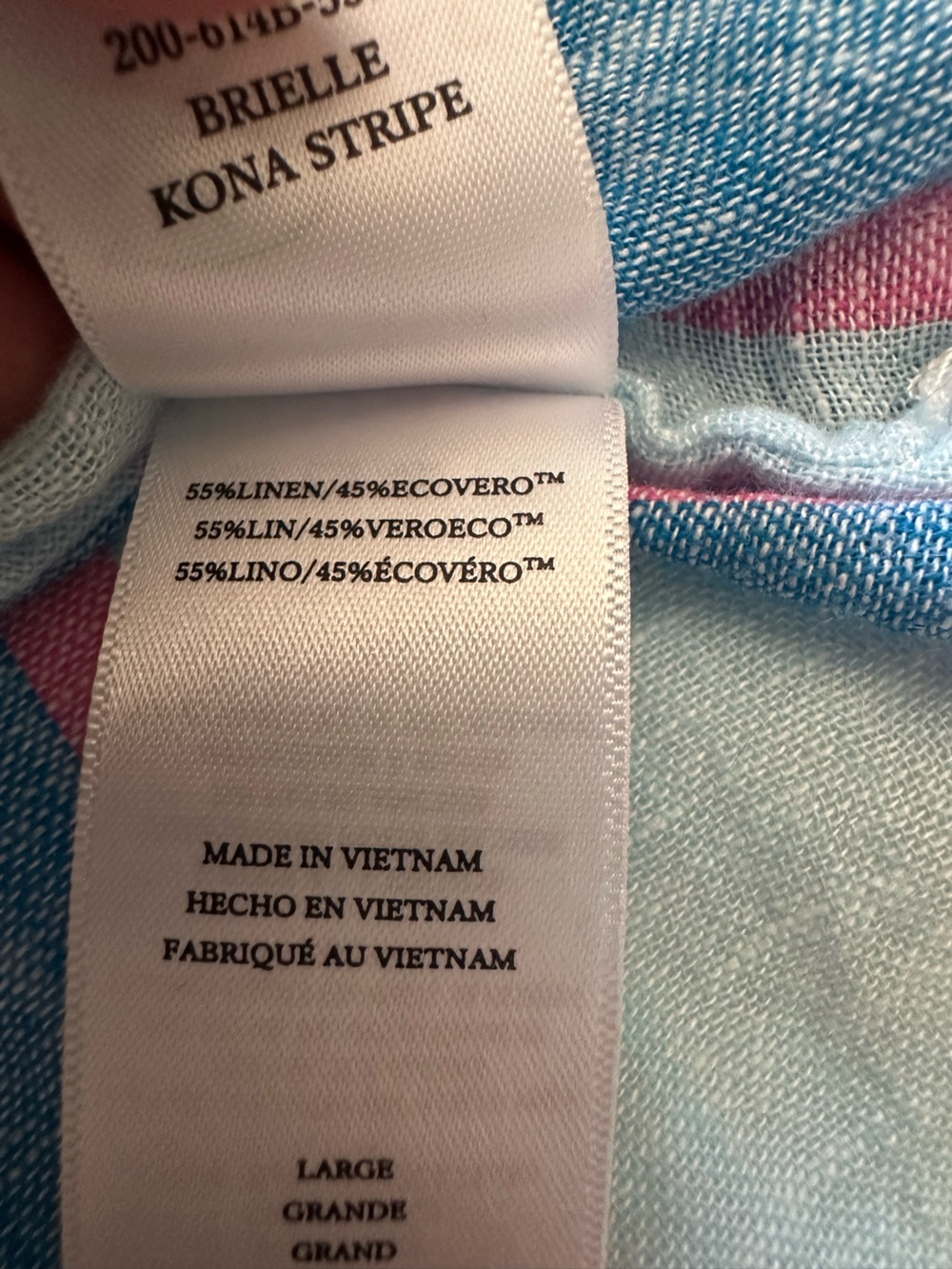 Rails tie-front linen top in blue and pink, size large - Picture 13 of 13